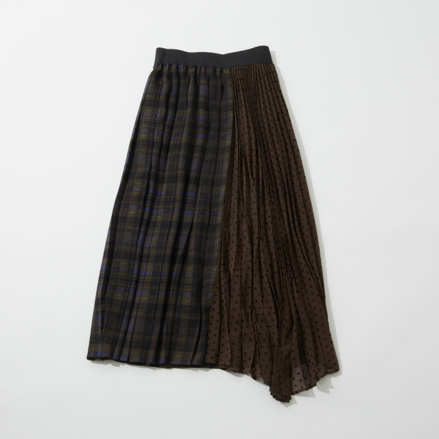 CHECKED PLEATS SKIRT